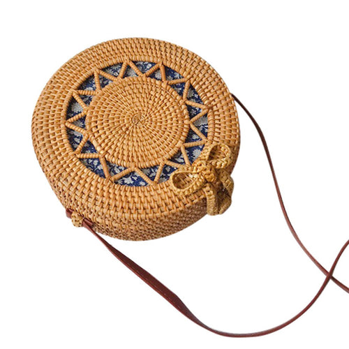 Round Rattan Bag - Sol Invictus Blue