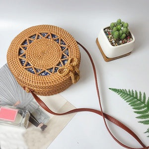 Round Rattan Bag - Sol Invictus Blue