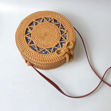Load image into Gallery viewer, Round Rattan Bag - Sol Invictus Blue
